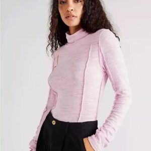 We The Free Everyday Layering Long Sleeve Tee Top Lilac Turtle Neck size S